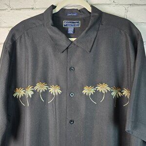 WEEKENDER LUAU EDITION MENS SHORT SLEEVE BUTTON DOWN PALM TREES BLACK SIZE 2XL